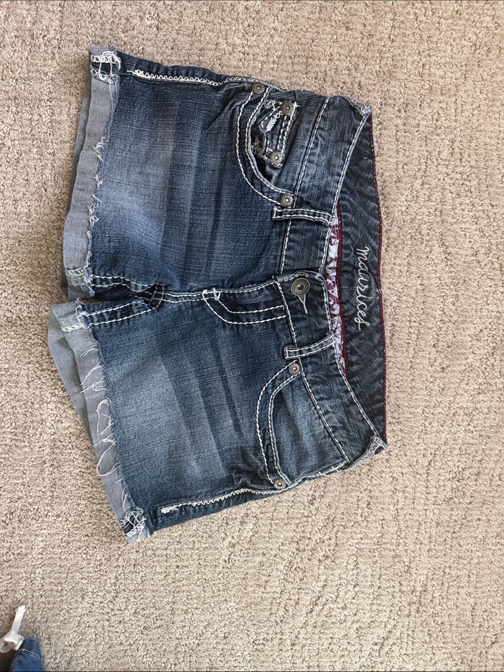 Maurices Dark Blue Distressed Denim Jean Shorts